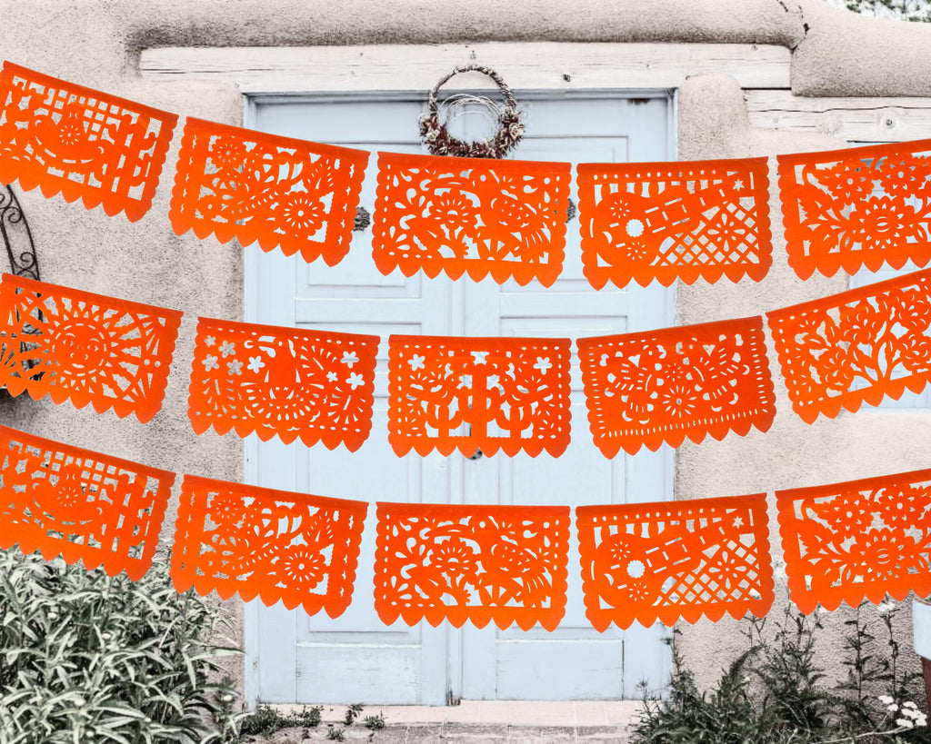 banderillas papel Picado anaranjado 