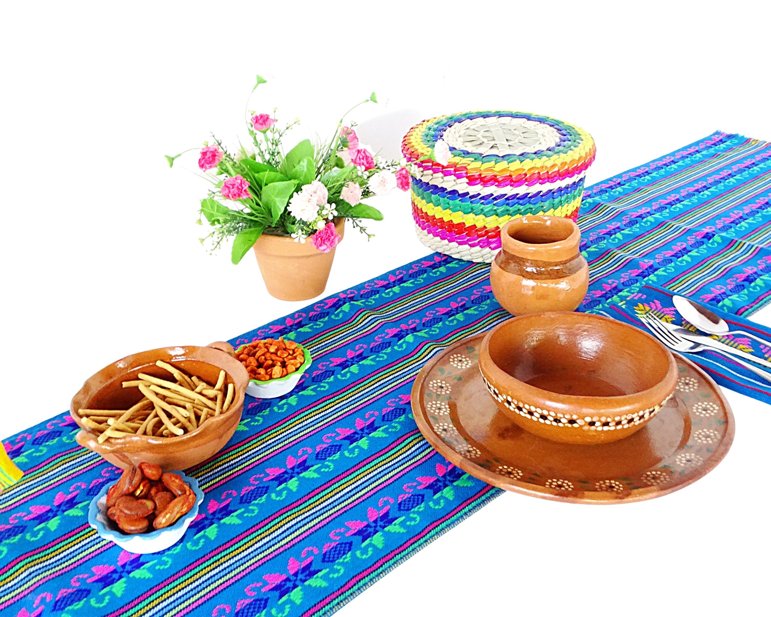 Mexican Table Runner, Blue Synthetic Fabric, Fiesta Party Supplies, Cinco  De Mayo Decorations, Llama Party Table Decor, Wedding Table Runner 