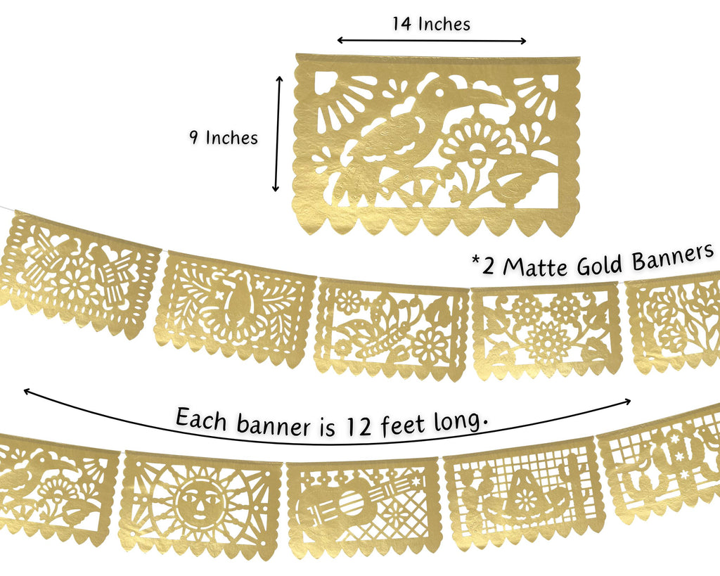 mexico decorations in metallic gold for parties, weddings, bridal showers and baby showers