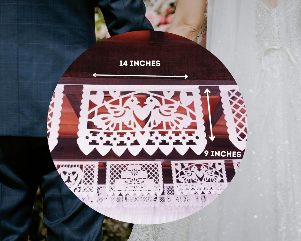 cut out wedding designs on tissue paper flags