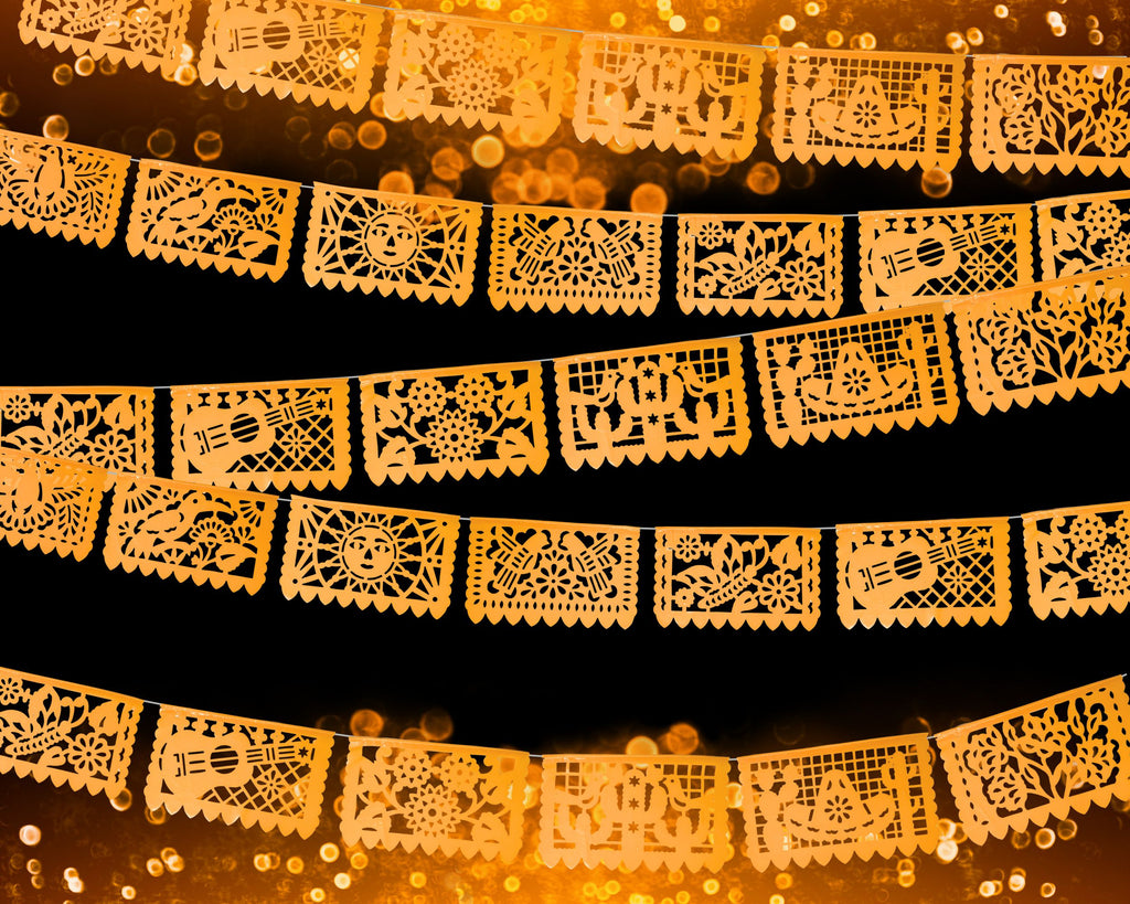 orange picado banner for Mexican party