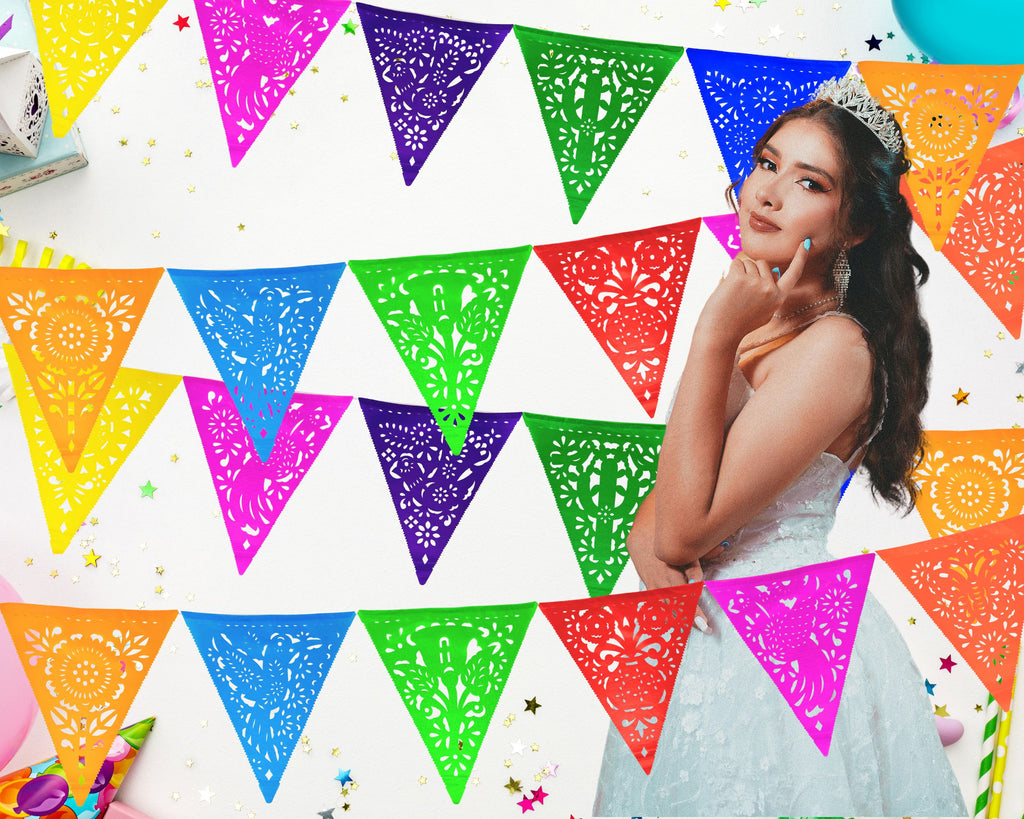 pennant style triangular paper banners for Mexican parties