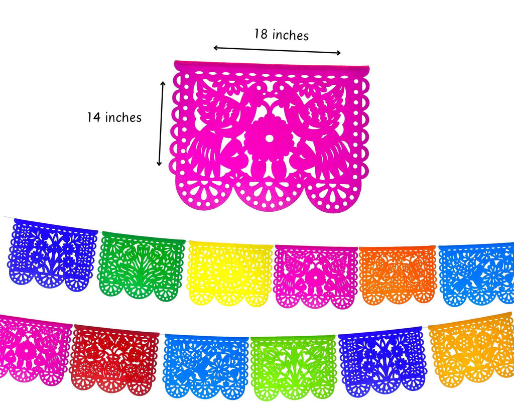 multicolored papel picado large banner made in Mexico from real artisans