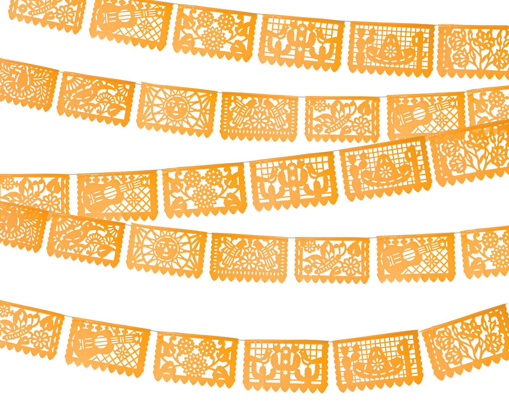 papel picado plastico color naranja