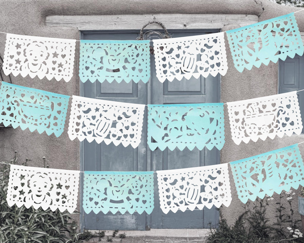 5 pack tissue paper blue and white baby shower garlands