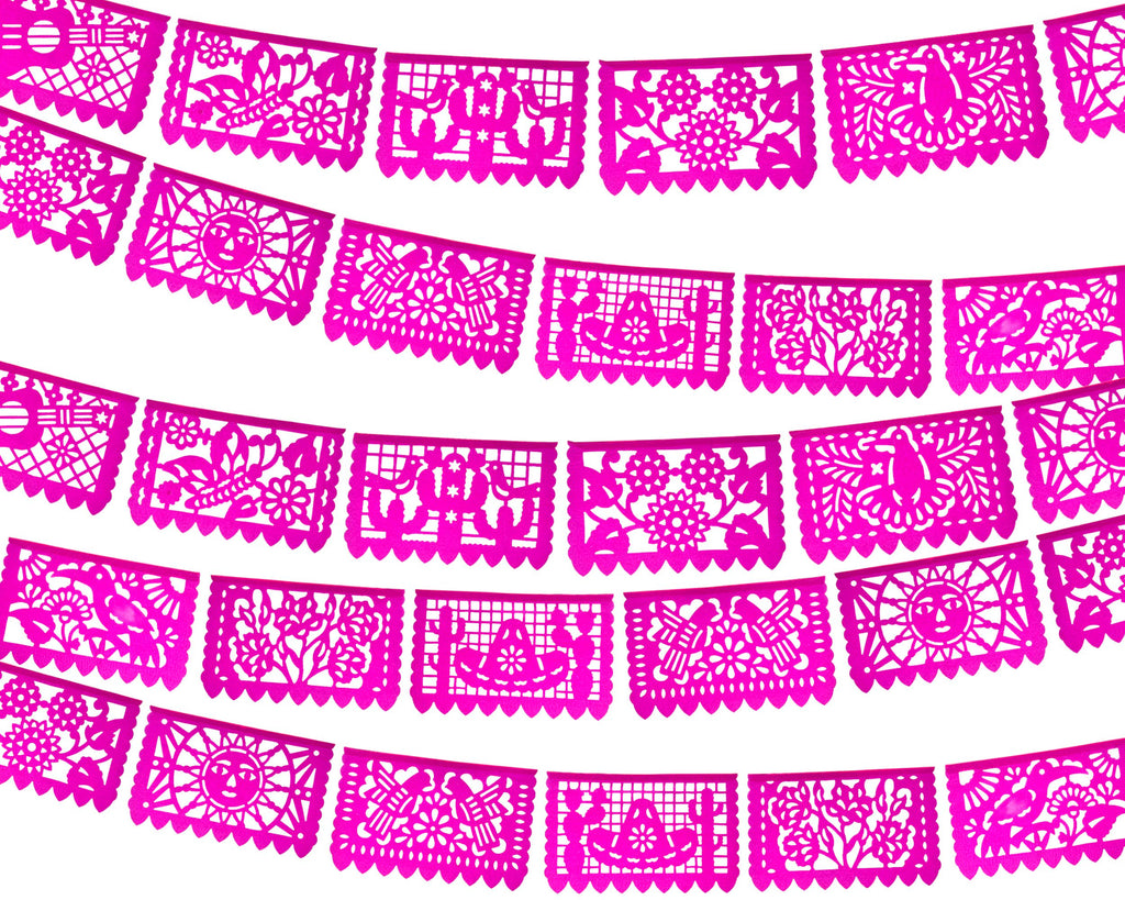 papel picado rosa