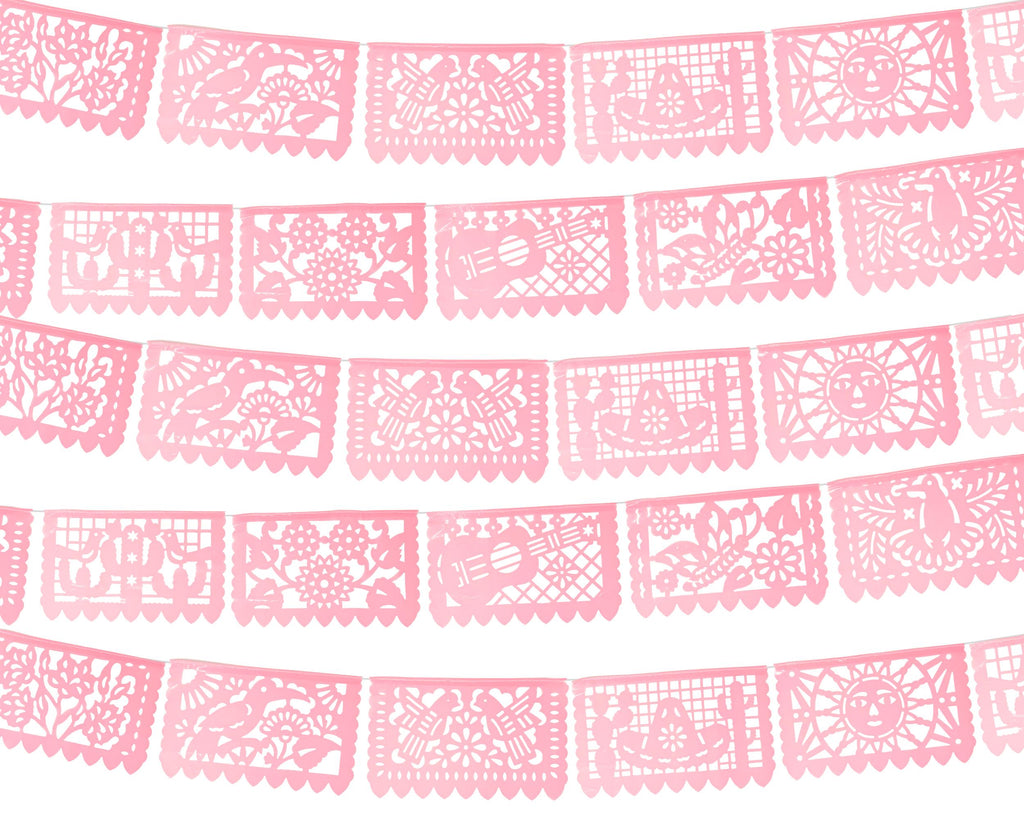 light pink mexican banner flags with cut out designs
