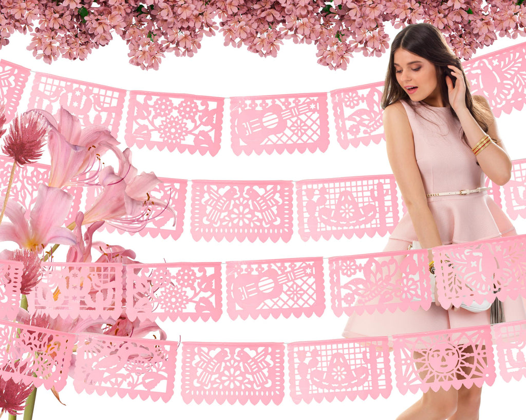 outdoor party banners in light pink color