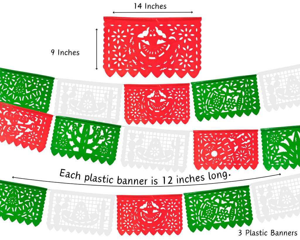 rojo Blanco Verde Papel Picado banderillas