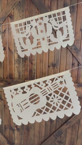 ivory Papel Picado banners for weddings