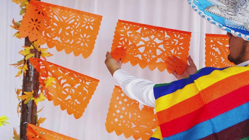 orange banner backdrop for party