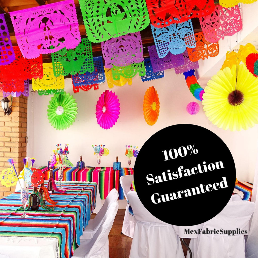 5 de Mayo garlands feature bright colors and fun traditional Mexican folkloric designs.  decorations for all kinds of parties.