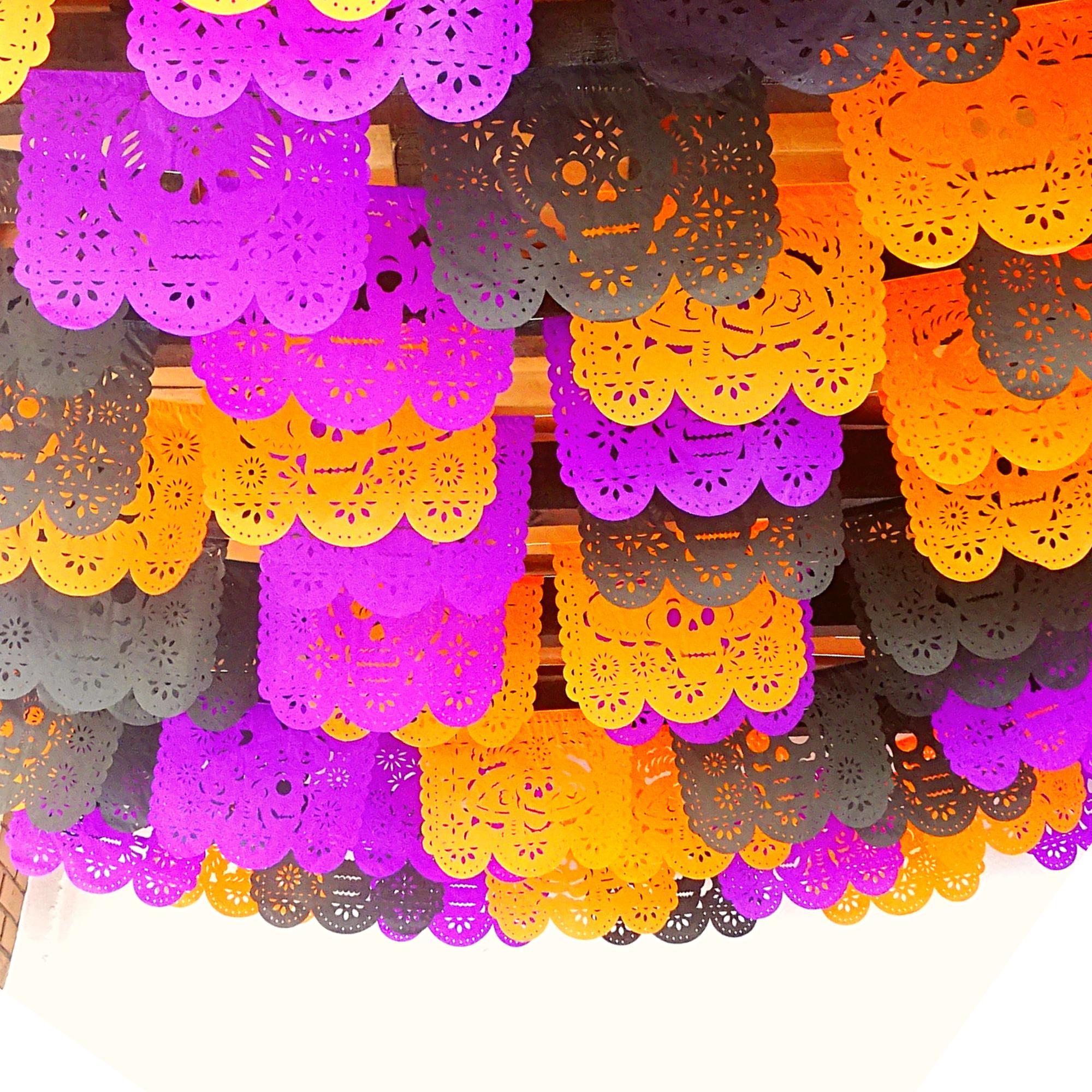 Bannières Dia De Los Muertos 3 Pièces - Décoration Mexicaine Feutre Papel Picado Crânes
