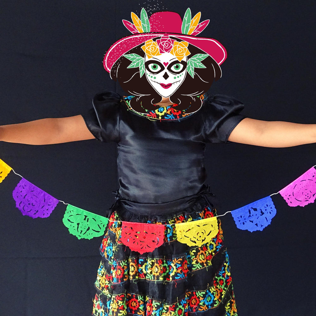 Mexican papel mini banners, colorful decorations for party, birthday, dia de muertos,  banderitas mexicanas.