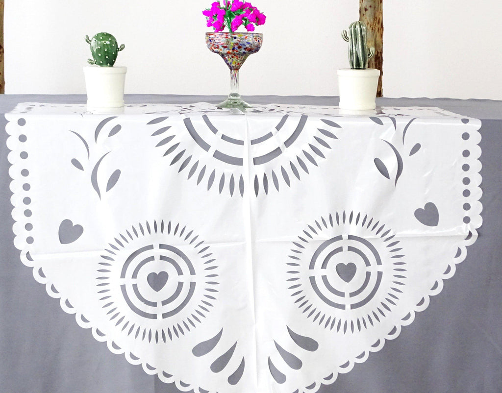White papel picado, decoration for wedding, baptism and birthday. mexican folklore