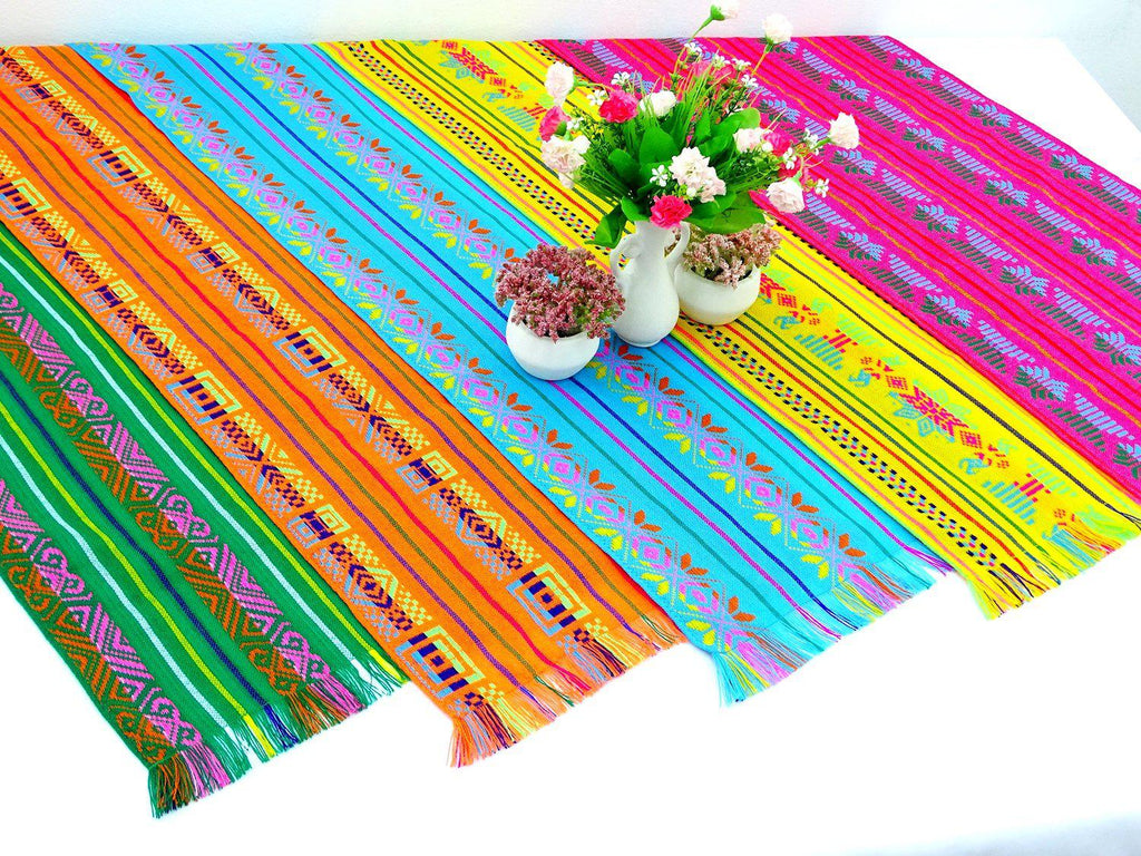 Colorful, bright table runners for your next Mexican fiesta party or Mexican themed wedding, decorations for cinco de mayo parties
