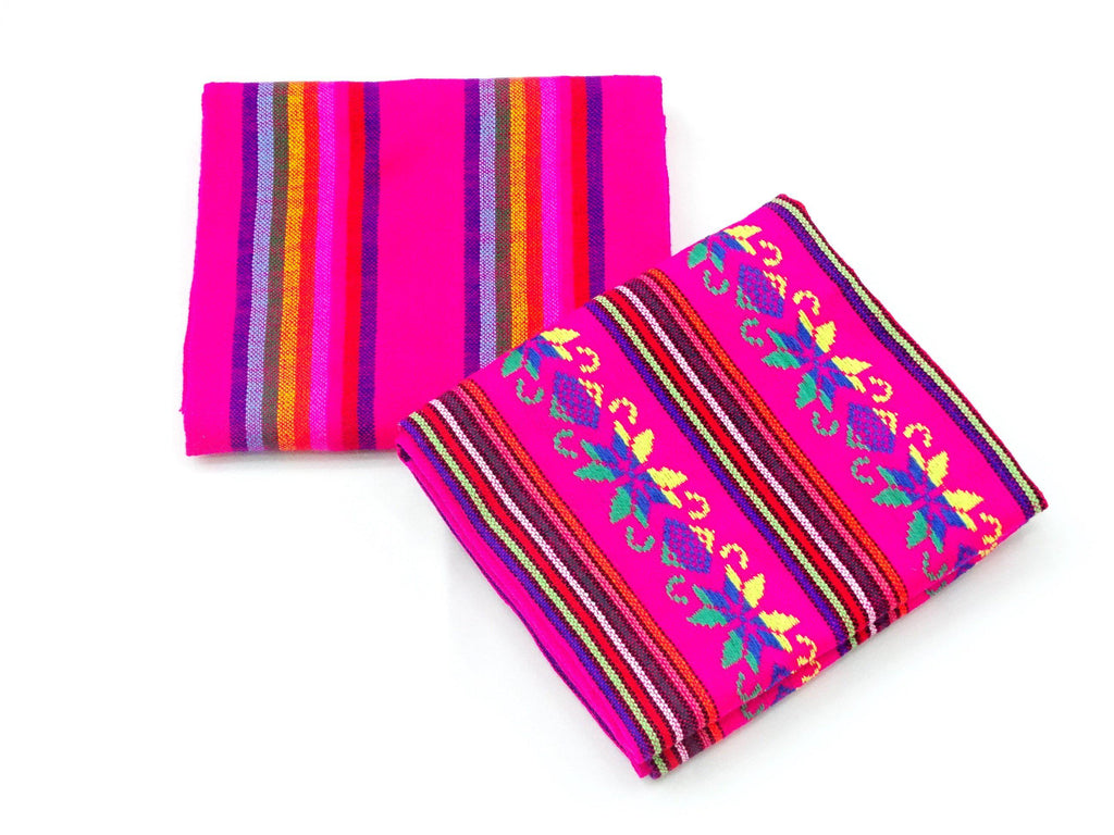 Mexican aztec material, set of colorful Mexican fabrics, striped flannel.