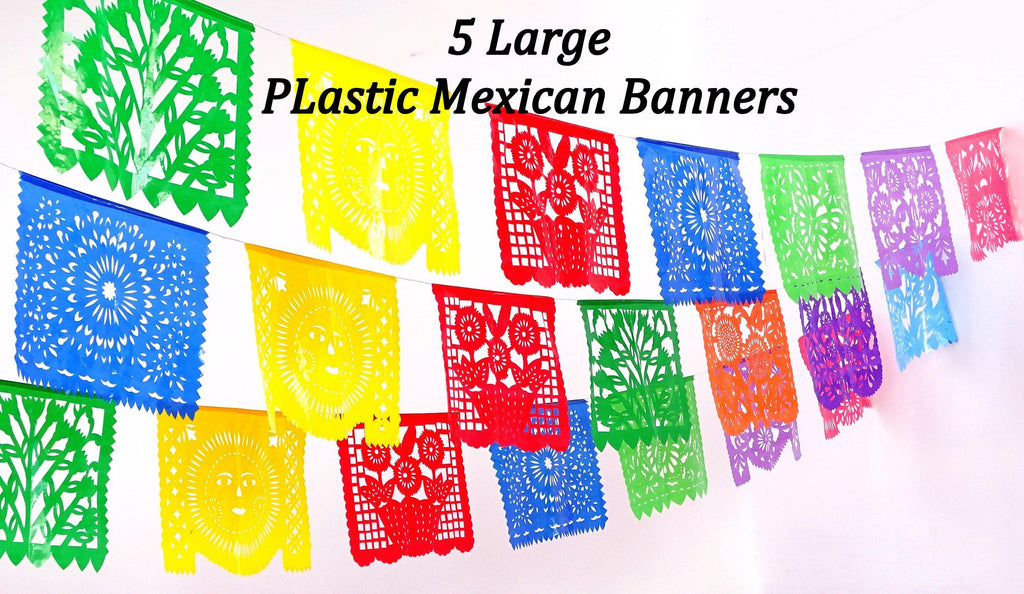 Fiesta or Mexican themed wedding with beautiful Colorful Plastic banners. Durable and reusable decoration.