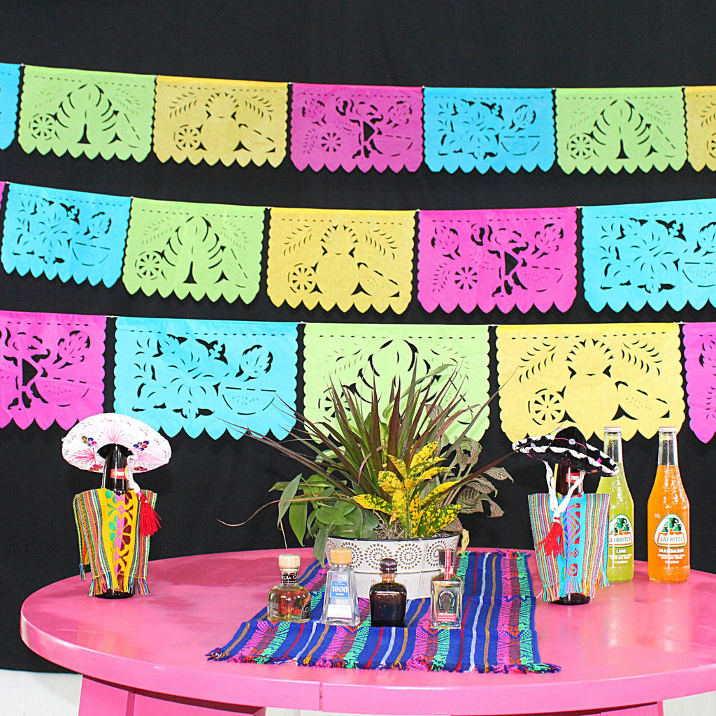 Colorful tissue paper garlands, a great way to decorate your home, patio, entryways, and ceilings for your party. Mexican fiesta party. 