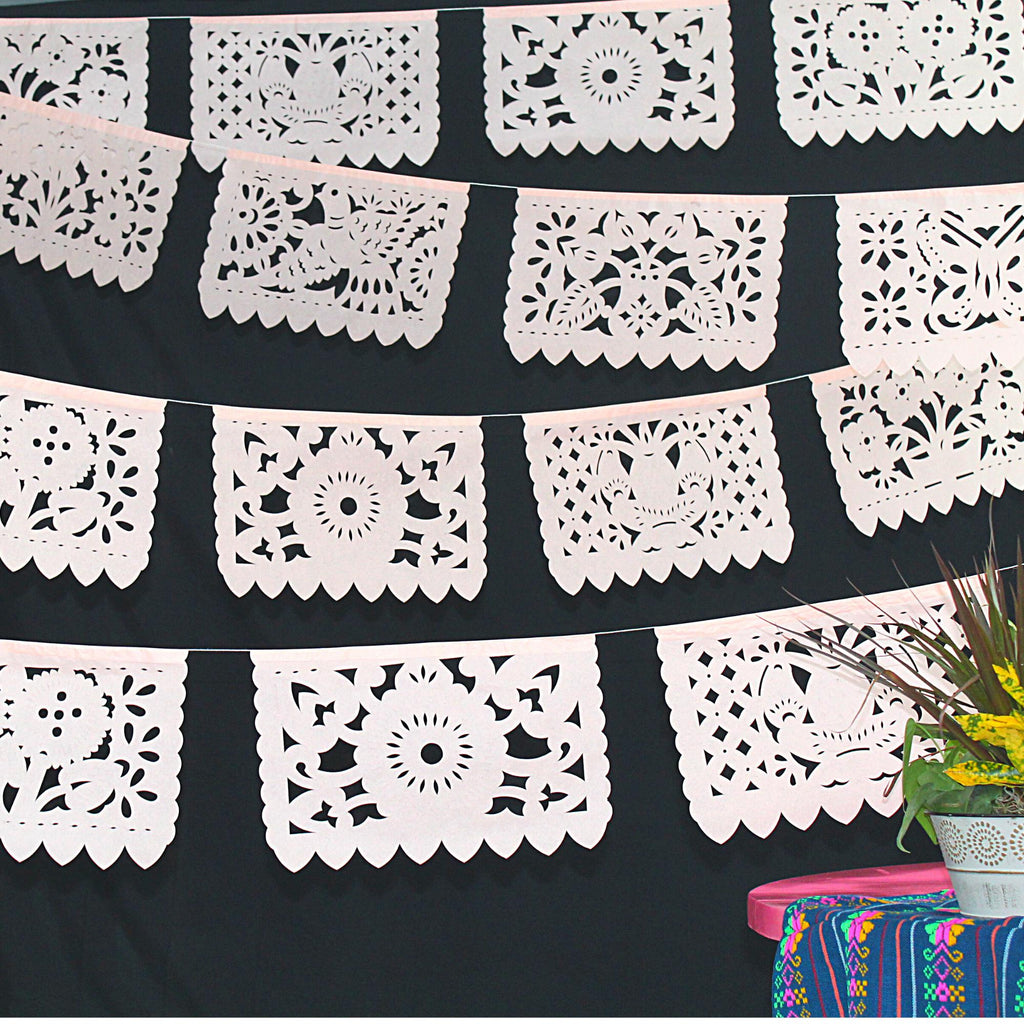 Peach Papel picado,  Mexican fiesta, colorful banners. Perfect for parties, weddings and birthday