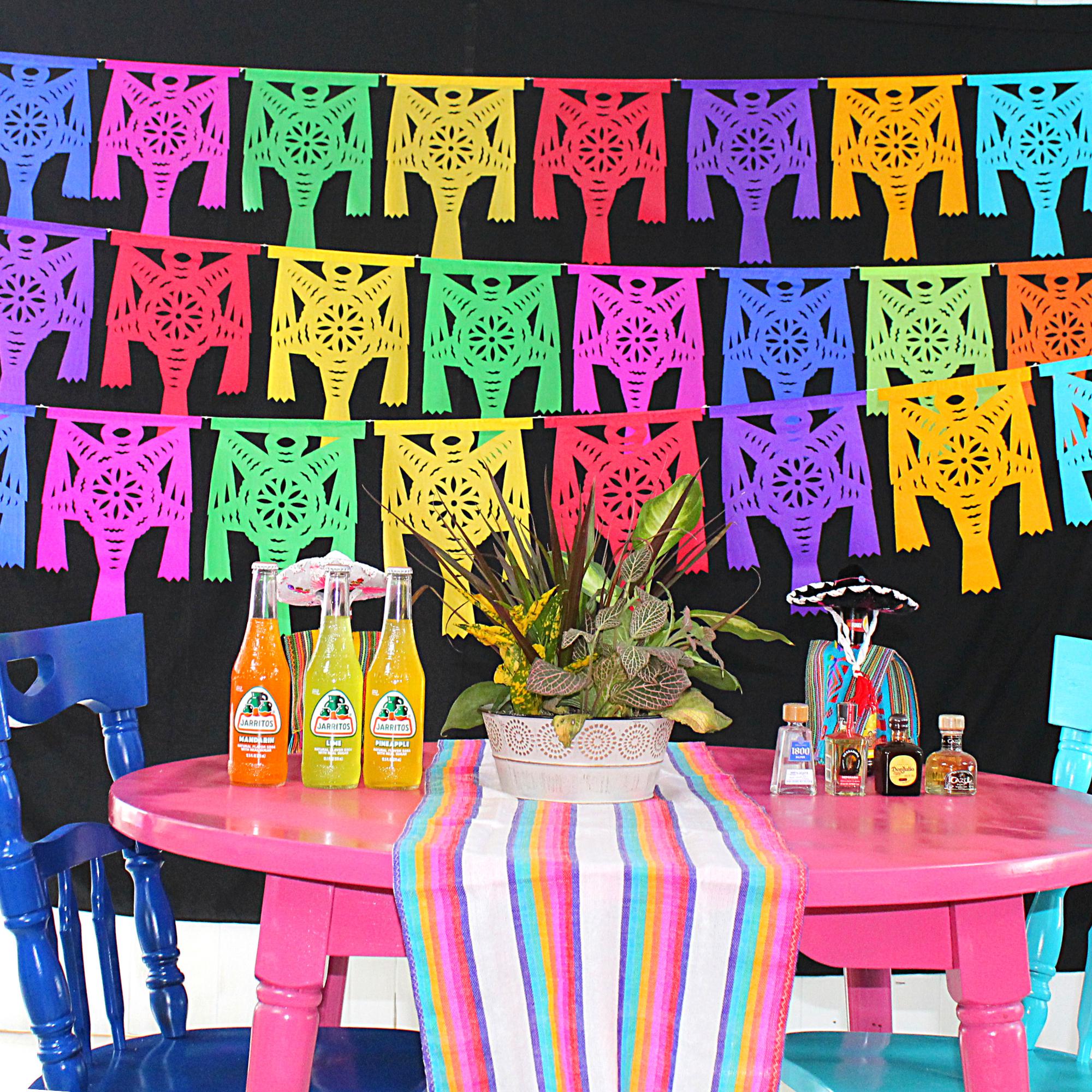 Mexican Fiesta Party Banner - 32 Feet 2-Pack Papel Picado For Cinco De Mayo & Day Of The Dead