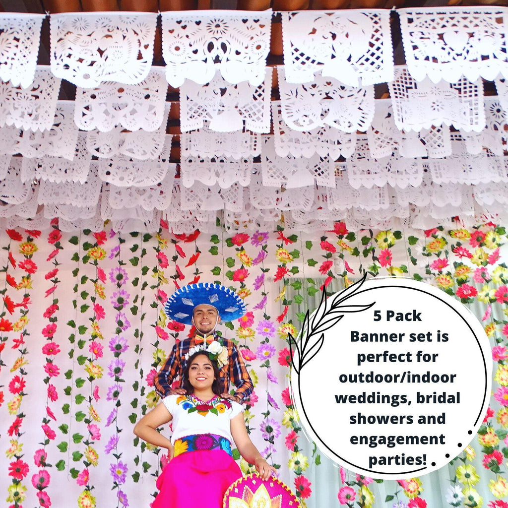 Banner set for outdoor and indor, bridal shower and engagement parties, mexican paper banners, taco party supplies.