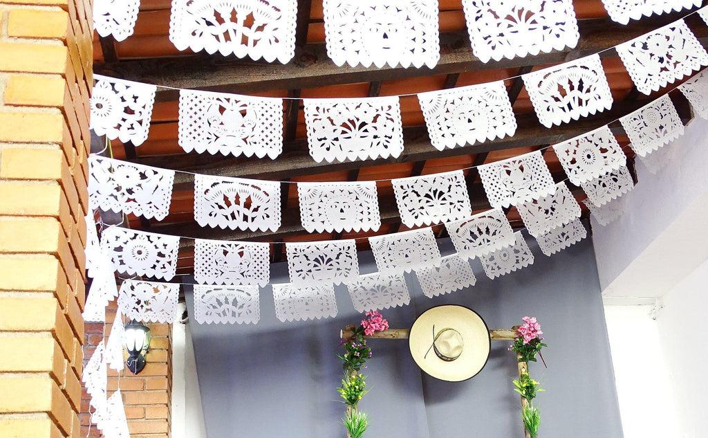 White Papel Picado, Bautizos, Decoration for weddings, Baby Shower, Christmas, Quinceañera,  Dia de muertos. 