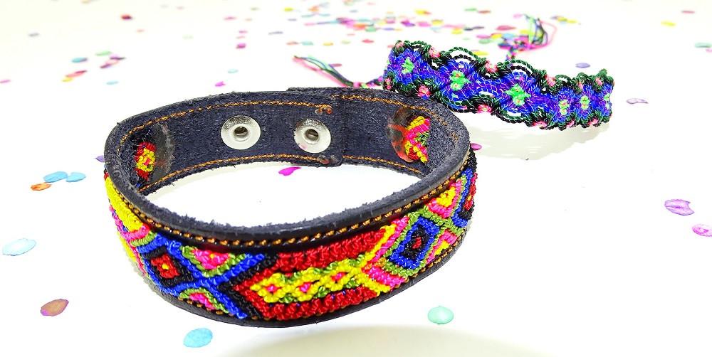 Mexican Bracelets - Embroidered Mexican, Fiesta Bridesmaid, Hippie Bracelet, Ethnic.