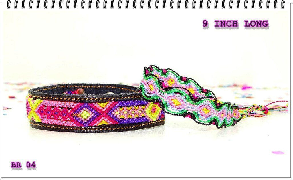 Mexican Fabric - Hippie Bracelet, Ethnic Jewerly, Leather Bracelet, Mexican Bracelet.