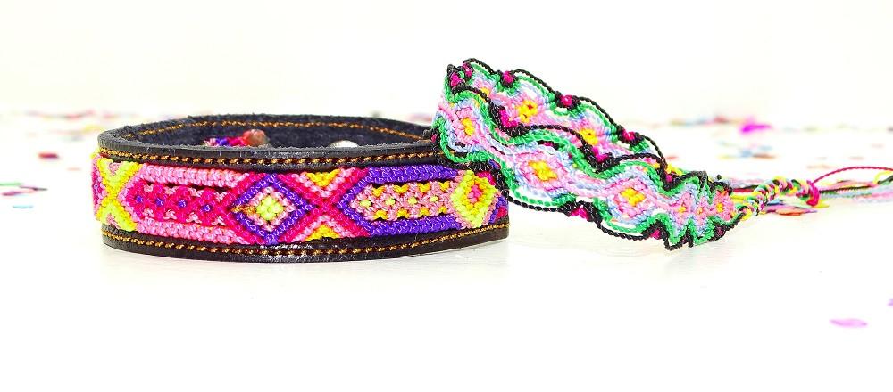 Mexican Fabric - Hippie Bracelet, Ethnic Jewerly, Leather Bracelet, Mexican Bracelet.
