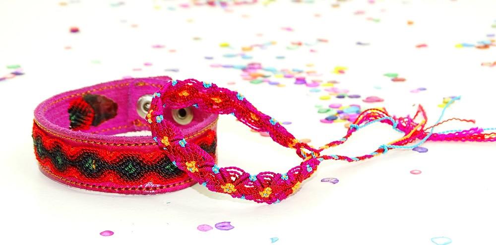 Mexican Fabric - Hippie Bracelet, Friendship Bracelet, Ethnic Jewerly.