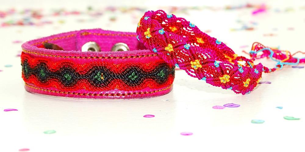 Mexican Fabric - Hippie Bracelet, Friendship Bracelet, Ethnic Jewerly.