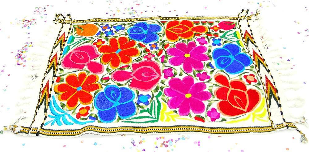 Mexican Fabric - Wedding Decor,Engagement Party, Fiesta Decoration, Center Piece, Mexican Embroidered Fabric.