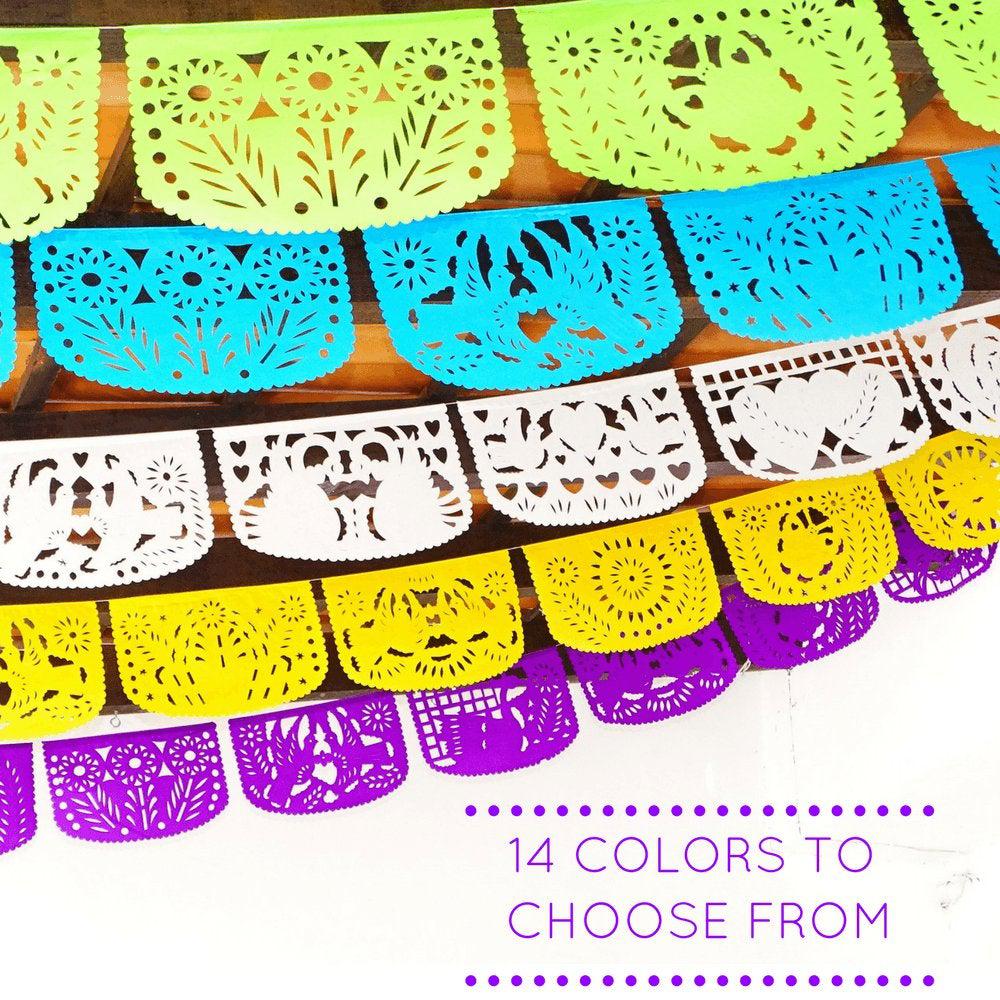 Qpout 4-Piece Mexican Fiesta Party Banners (Papel Picado) - Felt, Multi-Color, 8.5ft Each