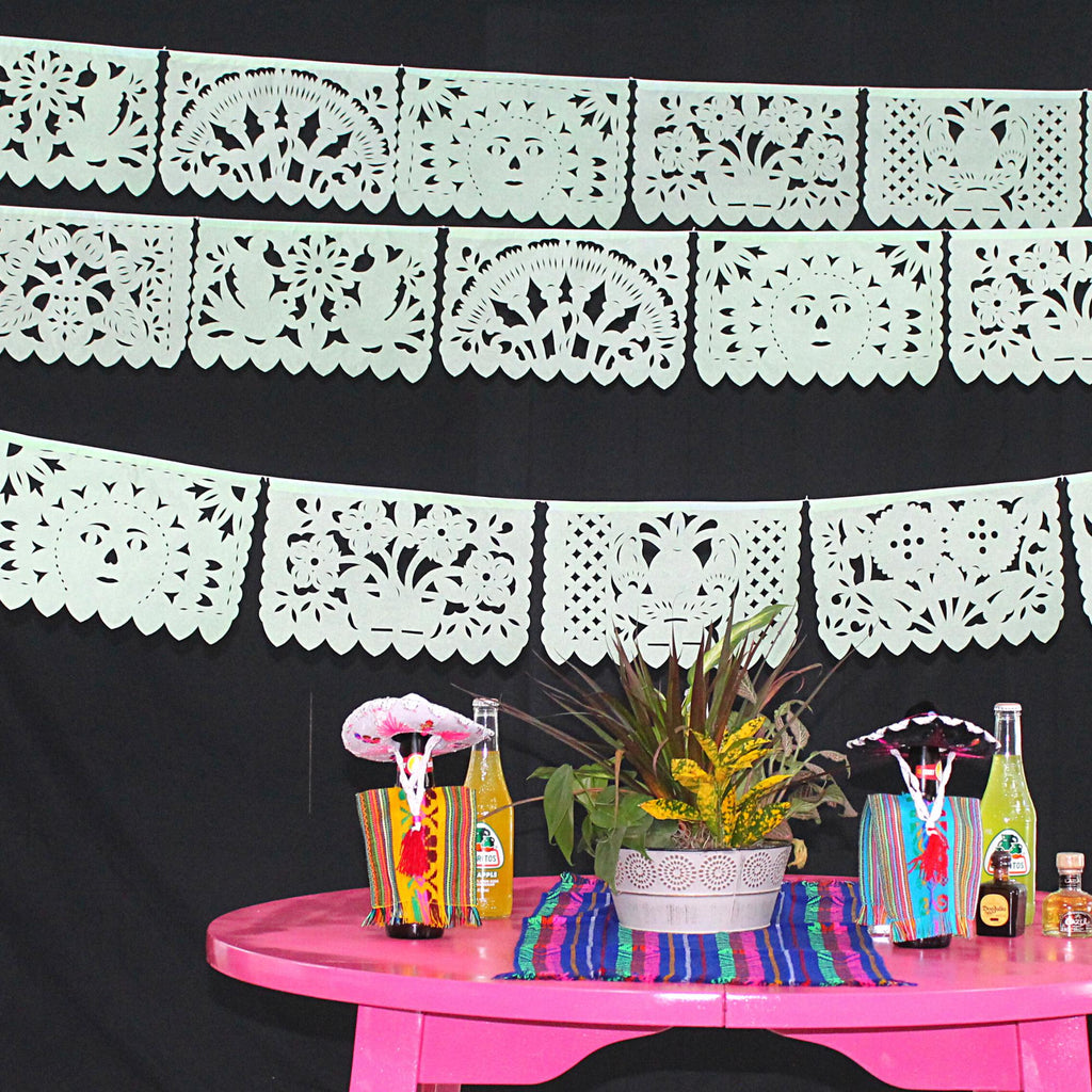 Papel Picado Mexicano para fiestas de color Verde menta