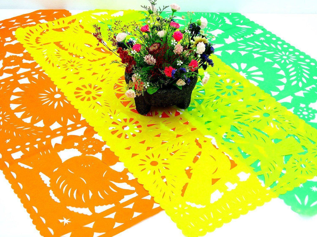 Papel Picado - 3 Pack Of Papel Picado Mexican Table Runners, 20X39 Inches,