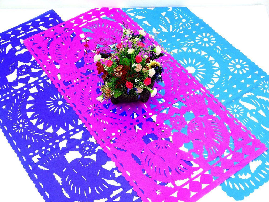 Papel Picado - 3 Pack Of Papel Picado Mexican Table Runners, Mexican Theme Party Decorations, Fiesta Decorations, 20X39 Inches,