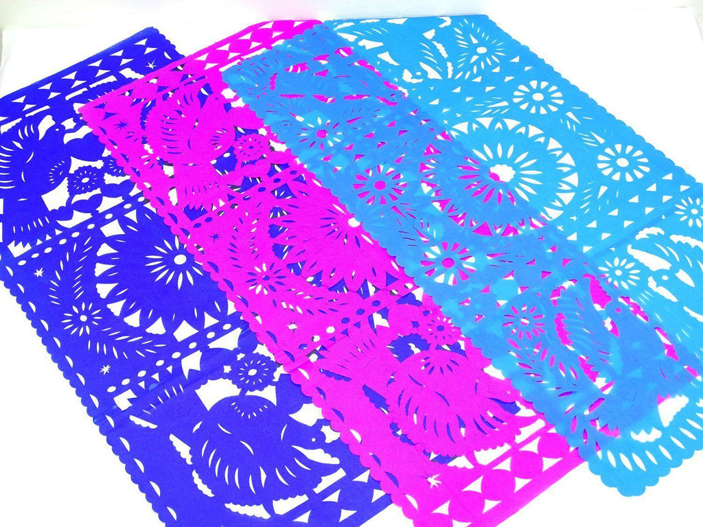 Papel Picado - 3 Pack Of Papel Picado Mexican Table Runners, Mexican Theme Party Decorations, Fiesta Decorations, 20X39 Inches,