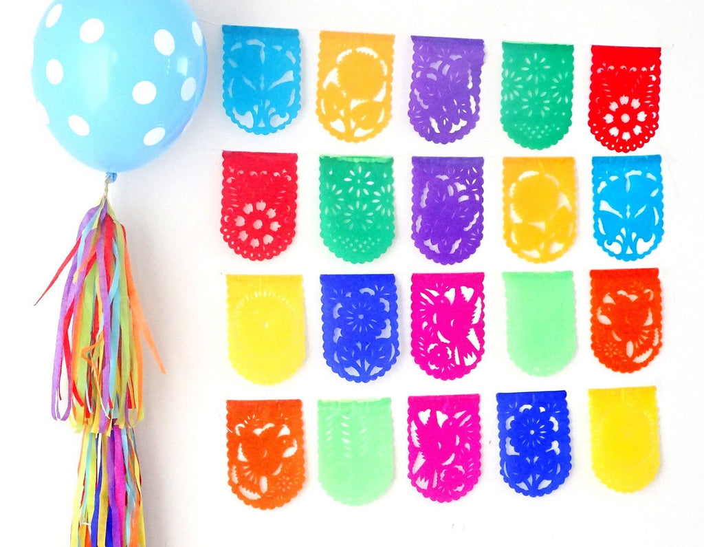 Papel Picado Banners - Five Pack Mini Papel Picado Banners, 25 Feet Long, Fiesta Papel Picado, Fiesta Backdrop, Party Supplies, Mexican Them, Fiesta Party, MINI47