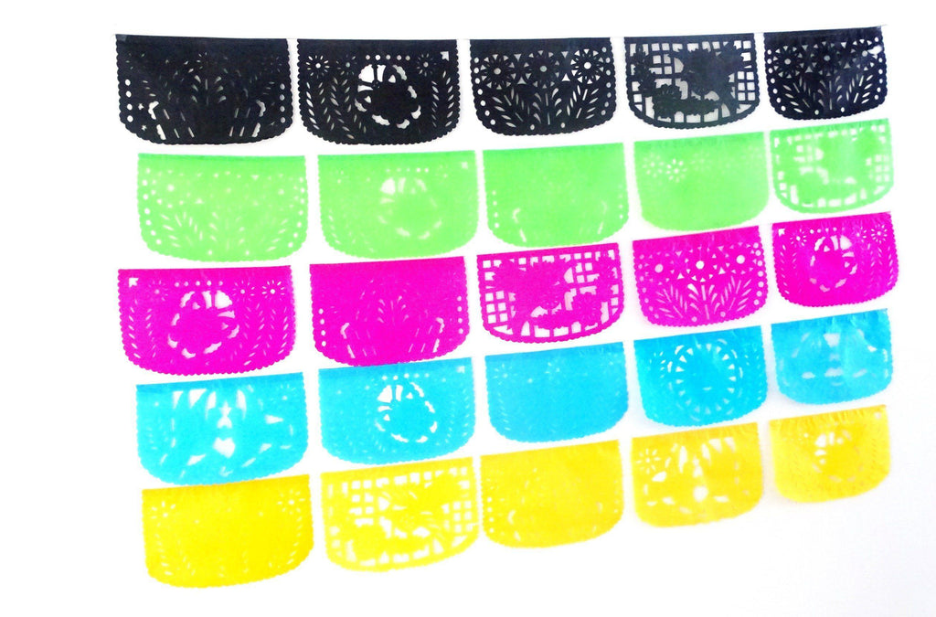 Papel Picado - Cinco De Mayo Flag Banner, Fiesta Decorations Garland, Mexican Party Supplies Over 60 Ft Long, 5 Pack