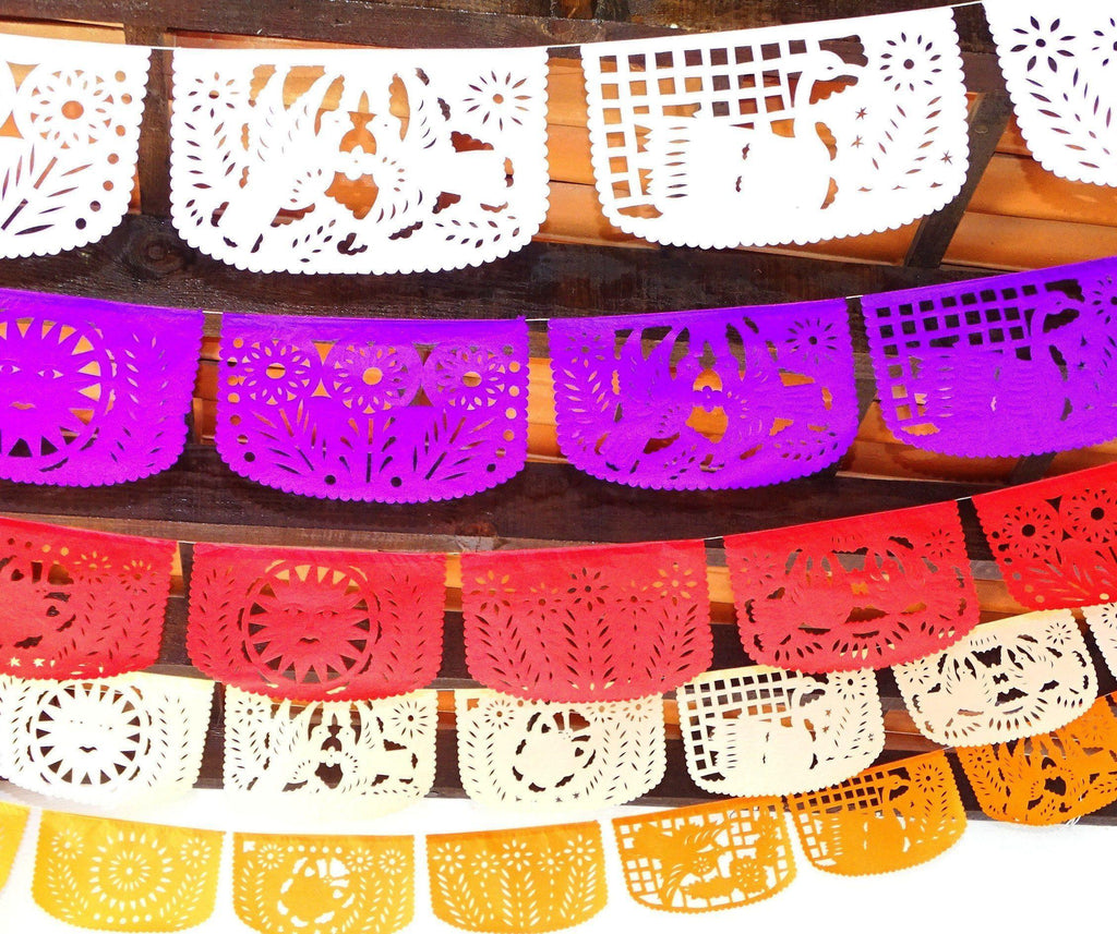 Papel Picado - Fiesta Bridal Shower Banner, 5 Pack Banners, Papel Picado Decor, Fiesta Decorations Garland, Mexican Party Supplies, 60 Feet Long, Fiesta Party Banner