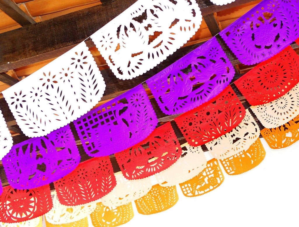 Papel Picado - Fiesta Bridal Shower Banner, 5 Pack Banners, Papel Picado Decor, Fiesta Decorations Garland, Mexican Party Supplies, 60 Feet Long, Fiesta Party Banner