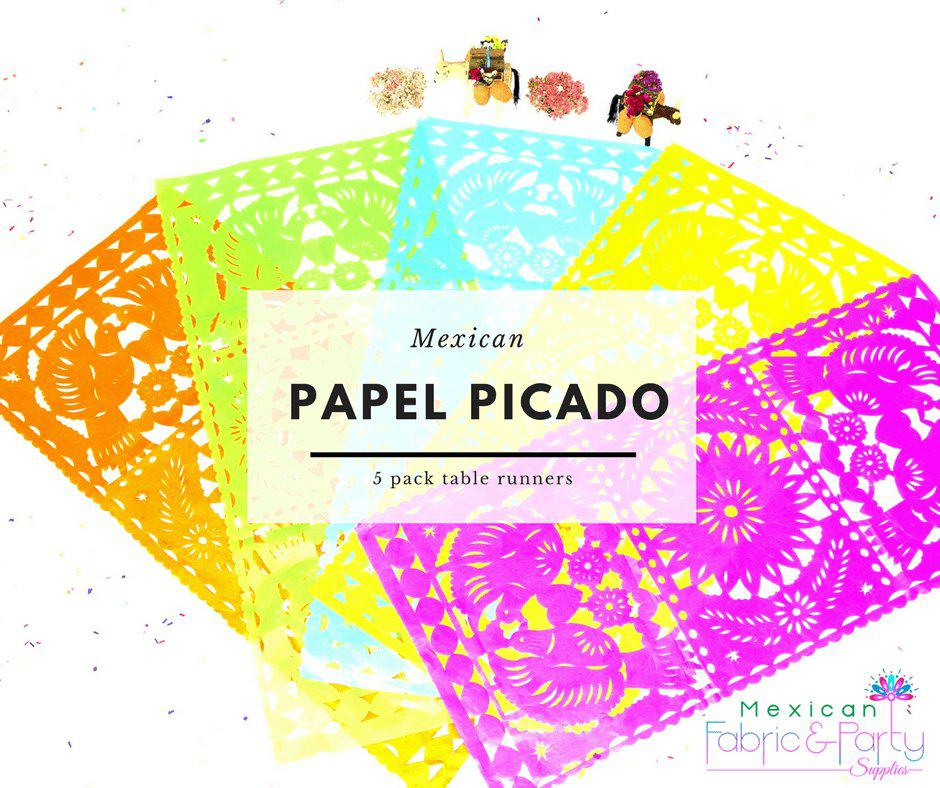Papel Picado Mexican Table Runners, Mexican Theme Party Decorations, Fiesta Bridal Shower Decor
