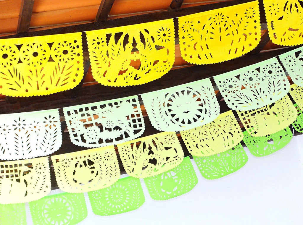 Papel Picado - Mexican Wedding Banner,  4 Pack Banners, Flag Banner, Fiesta Decorations Garland, Mexican Party Supplies, 48 Feet Long, Fiesta Party Banner