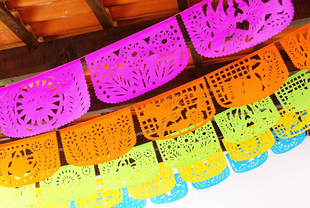 Papel Picado - Papel Picado Bachelorette Party, 5 Pack Banners, Papel Picado Decor, Fiesta Decorations Garland, Mexican Party Supplies, 60 Feet Long, Fiesta Party Banner