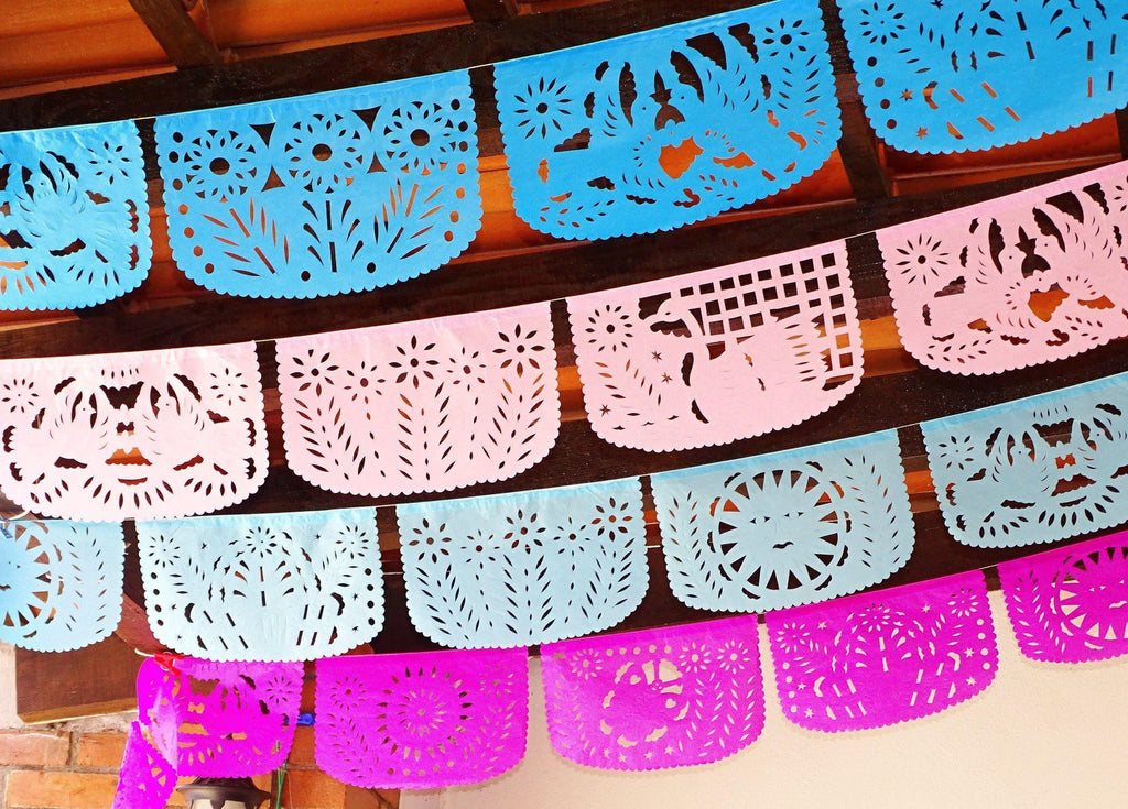 Papel Picado - Pastel Party Banners, 4 Pack Banners, Wedding Decor, Fiesta Decorations Garland, Mexican Party Supplies, 48 Feet Long, Fiesta Party Banner